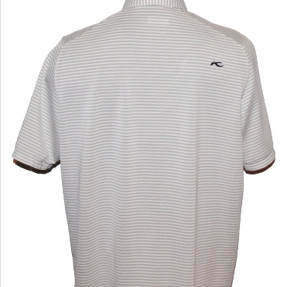 Carolina Golf Club Kjus Striped Performance Golf Polo Shirt, Beige🏌️ - Picture 3 of 9